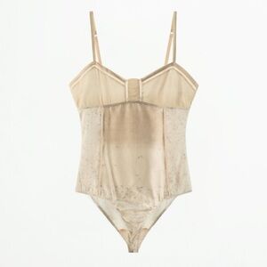 Zara Floral Print Satin Bodysuit